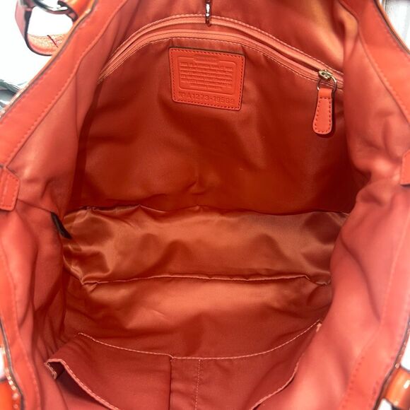 Coach AUDREY OP ART CORAL Peach Patent Leather Tote Shoulder/.Crossbody Bag BOTH - Picture 12 of 12